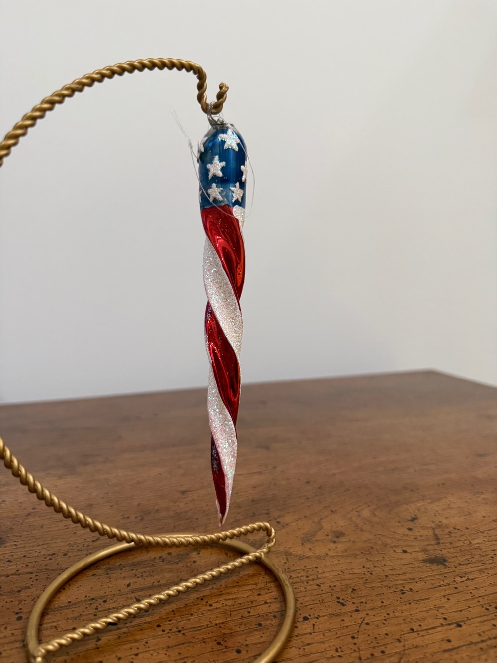 Patriotic Spiral Icicle Ornament - Blue, Red & White